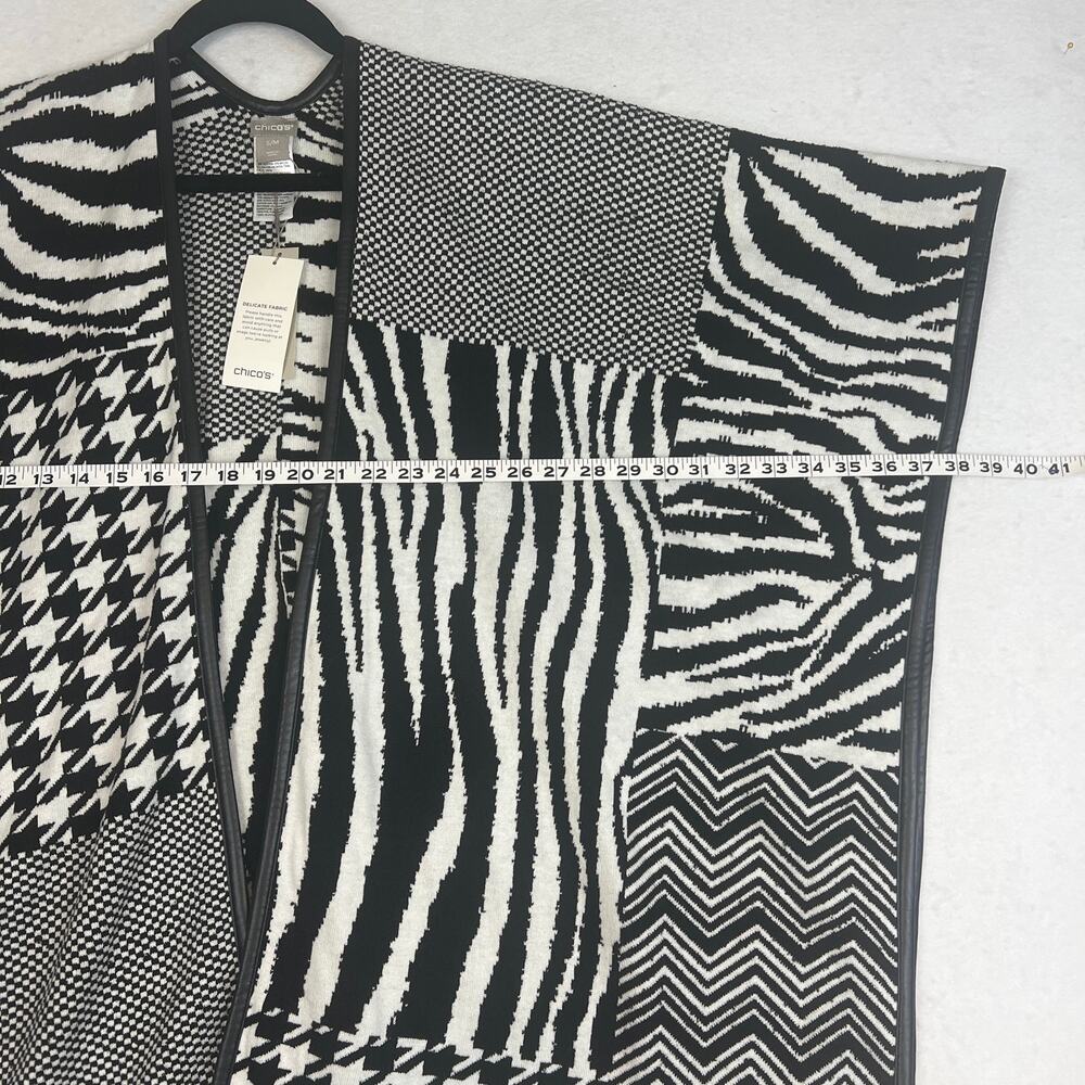 Chico’s Ruana Wrap Size S/M Zebra Mixed Knit NWT Colorblock Patchwork Versatile - Picture 6 of 11